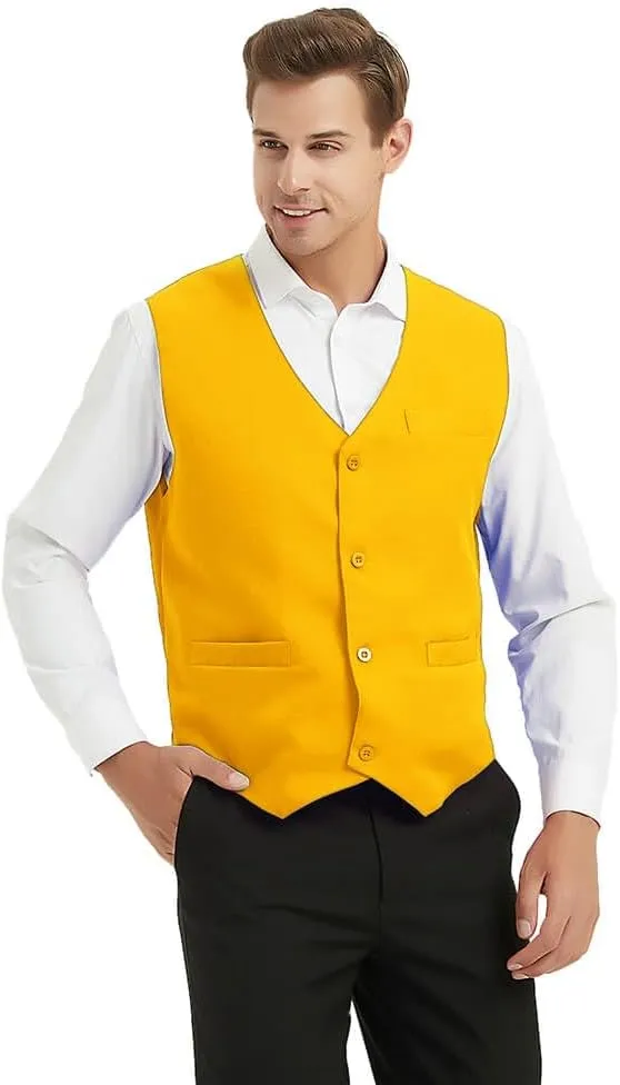 TopTie 5 Packs Unisex Waiter Uniform Vest Bartender Waitress Workwear with Pockets