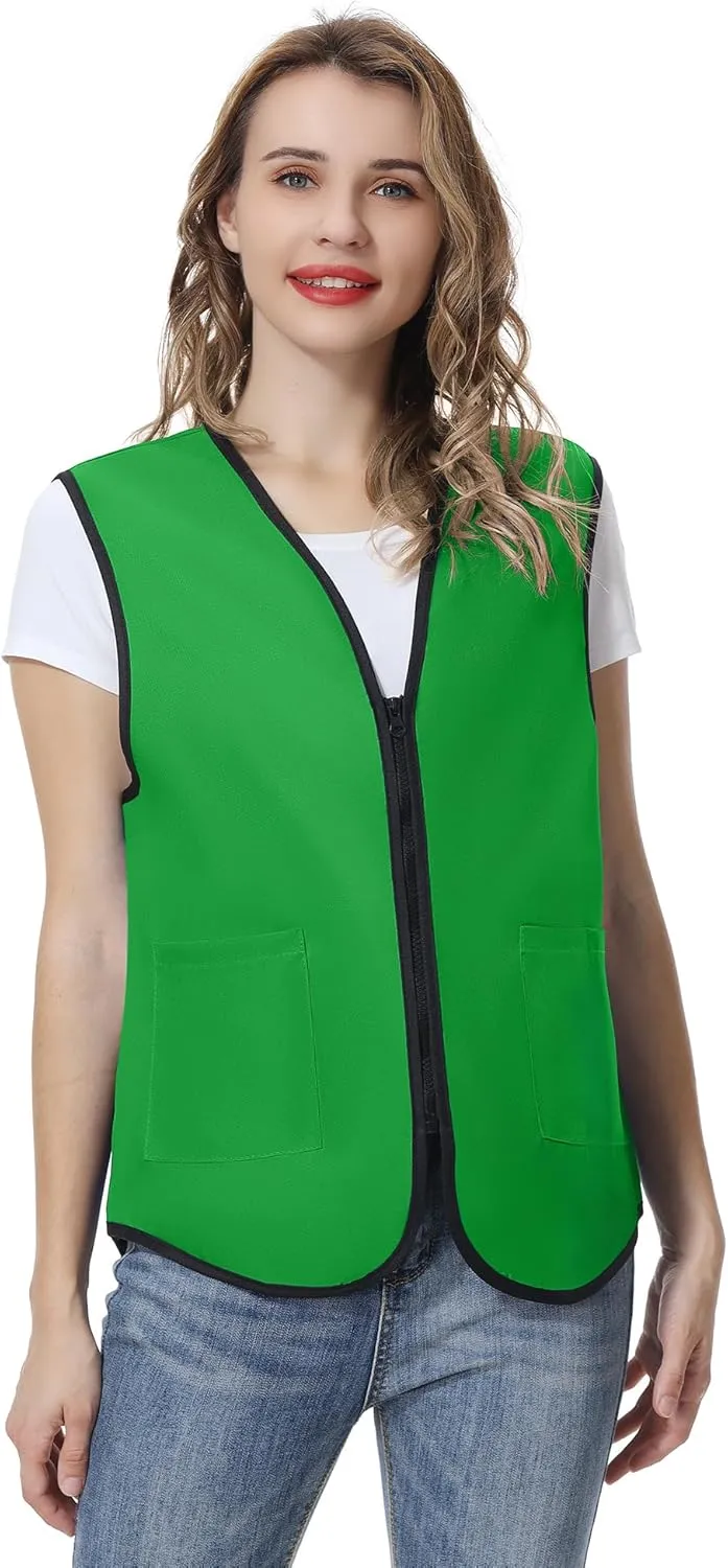 TopTie Supermarket Apron Zipper Vest For Clerk Uniform Vest 5 Packs