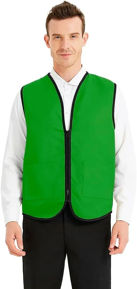 TopTie Supermarket Apron Zipper Vest For Clerk Uniform Vest 5 Packs