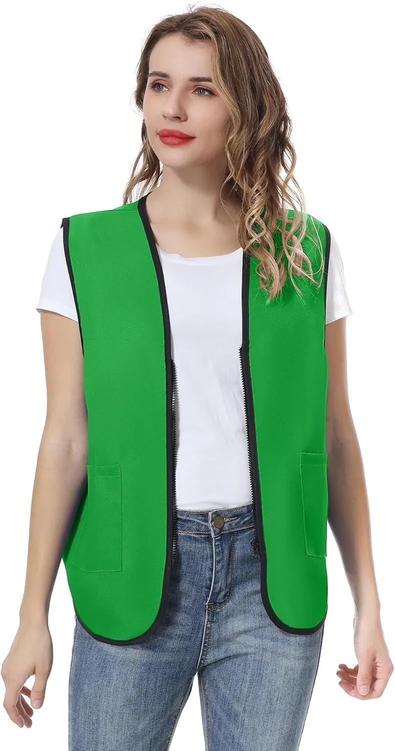 TopTie Supermarket Apron Zipper Vest For Clerk Uniform Vest 5 Packs