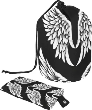 Travel Cosmetic Bags bucket Makeup Bag, Art Angel Wings Women Portable Foldable Cases, Multifunctional Toiletry Bucket Bags Round Organizer Storage