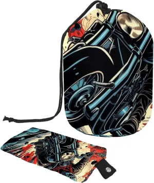 Travel Cosmetic Bags bucket Makeup Bag, Cool Cartoon Motorcycle Women Portable Foldable Cases, Multifunctional Toiletry Bucket Bags Round Organizer Storage