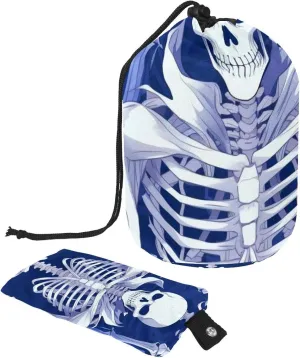 Travel Cosmetic Bags bucket Makeup Bag, Cool Punk Skeleton Women Portable Foldable Cases, Multifunctional Toiletry Bucket Bags Round Organizer Storage