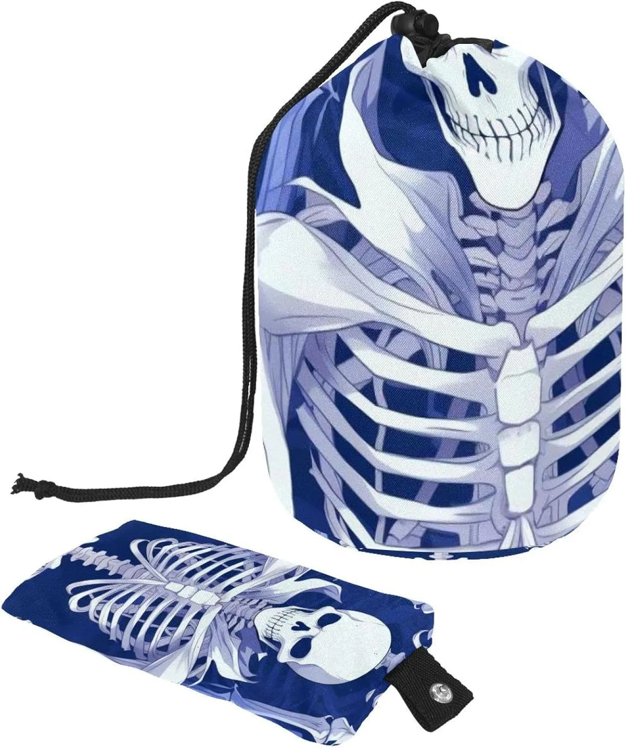 Travel Cosmetic Bags bucket Makeup Bag, Cool Punk Skeleton Women Portable Foldable Cases, Multifunctional Toiletry Bucket Bags Round Organizer Storage