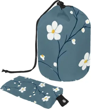 Travel Cosmetic Bags bucket Makeup Bag, Cute White Floral Small Flowers 10 Women Portable Foldable Cases, Multifunctional Toiletry Bucket Bags Round Organizer Storage