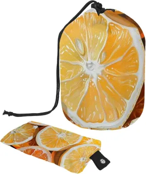 Travel Cosmetic Bags bucket Makeup Bag, Full and Slices of Orange and Lemon Women Portable Foldable Cases, Multifunctional Toiletry Bucket Bags Round Organizer Storage