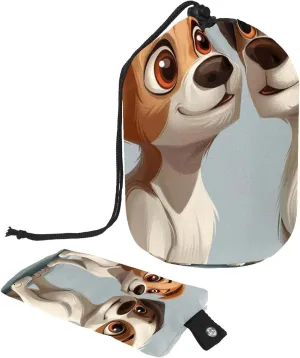 Travel Cosmetic Bags bucket Makeup Bag, Fun Cartoon Puppy Dogs Women Portable Foldable Cases, Multifunctional Toiletry Bucket Bags Round Organizer Storage