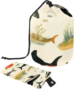 Travel Cosmetic Bags bucket Makeup Bag, Fun Sea Animal Whale Women Portable Foldable Cases, Multifunctional Toiletry Bucket Bags Round Organizer Storage