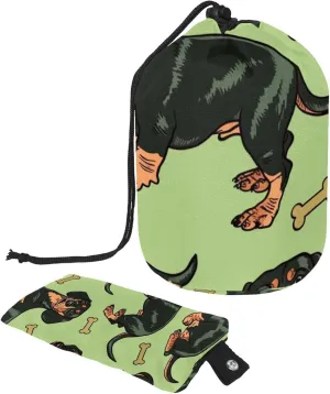 Travel Cosmetic Bags bucket Makeup Bag, Green Cute Dachshund Dog Women Portable Foldable Cases, Multifunctional Toiletry Bucket Bags Round Organizer Storage