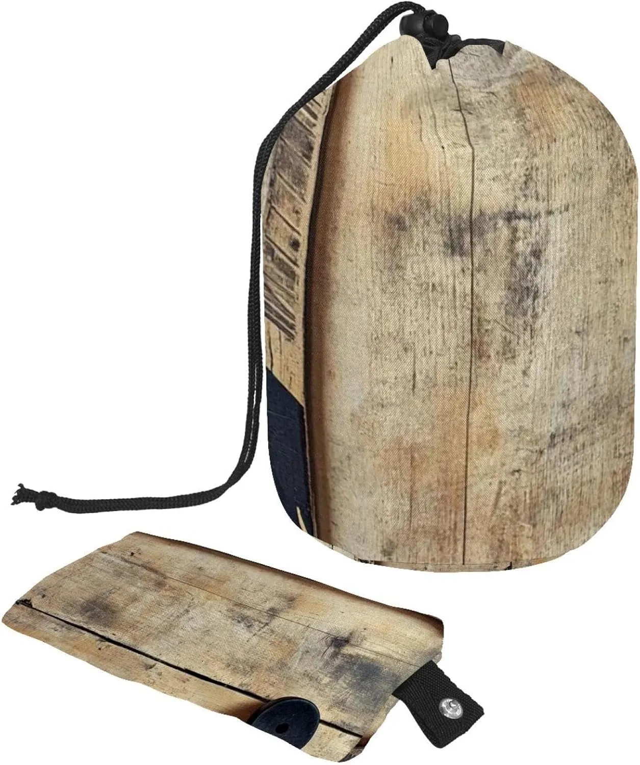 Travel Cosmetic Bags bucket Makeup Bag, Hockey Stick Puck on Wood 22 Women Portable Foldable Cases, Multifunctional Toiletry Bucket Bags Round Organizer Storage
