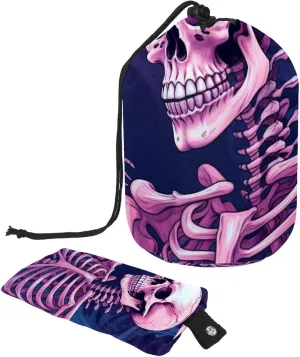 Travel Cosmetic Bags bucket Makeup Bag, Purple Skull Pattern Women Portable Foldable Cases, Multifunctional Toiletry Bucket Bags Round Organizer Storage