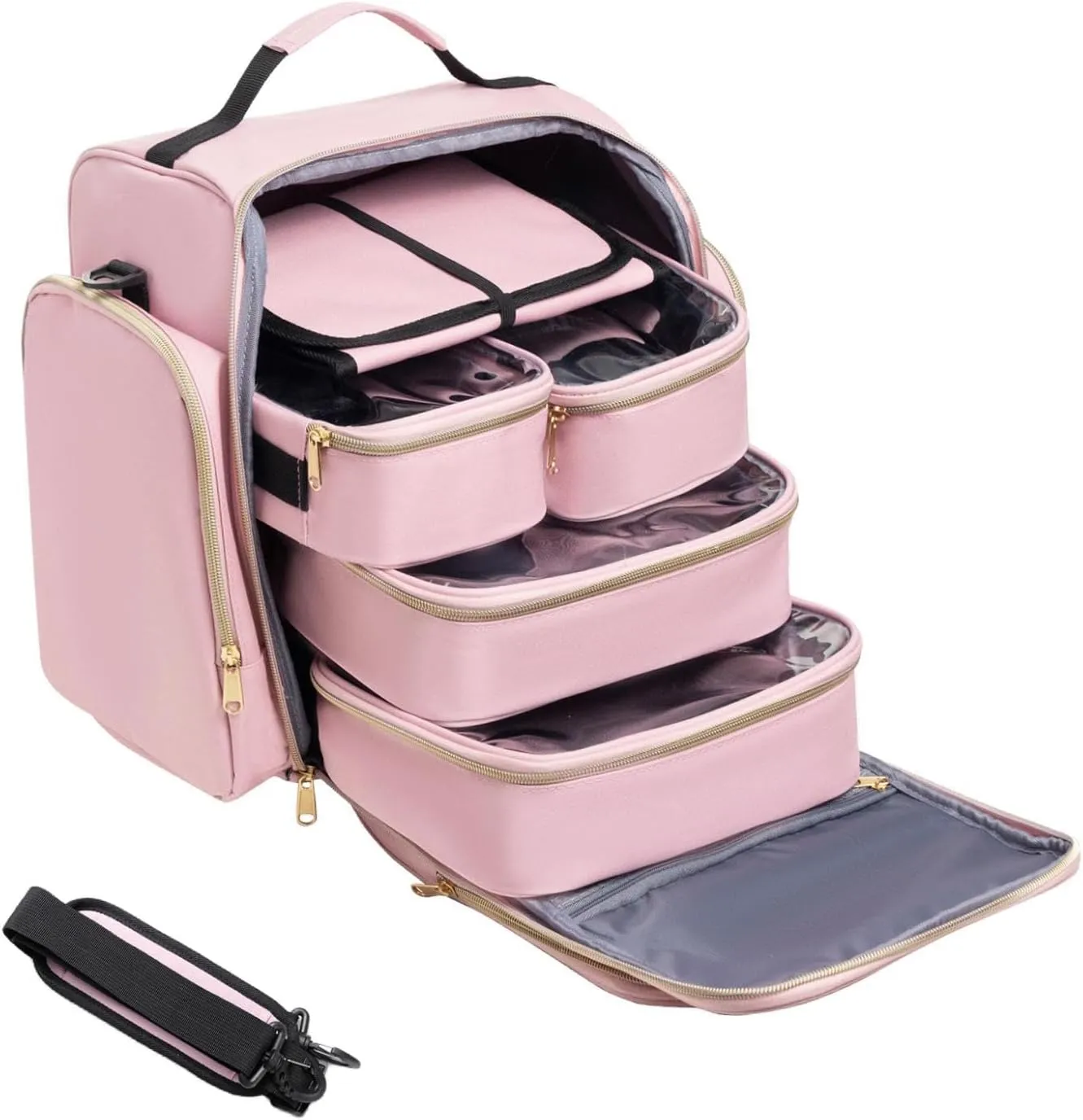 Travel Toiletry Bag Cosmetic Bag with Handle Toiletries Accessories Makeup Case Travel Organizer for Hair Tools Brushes Women