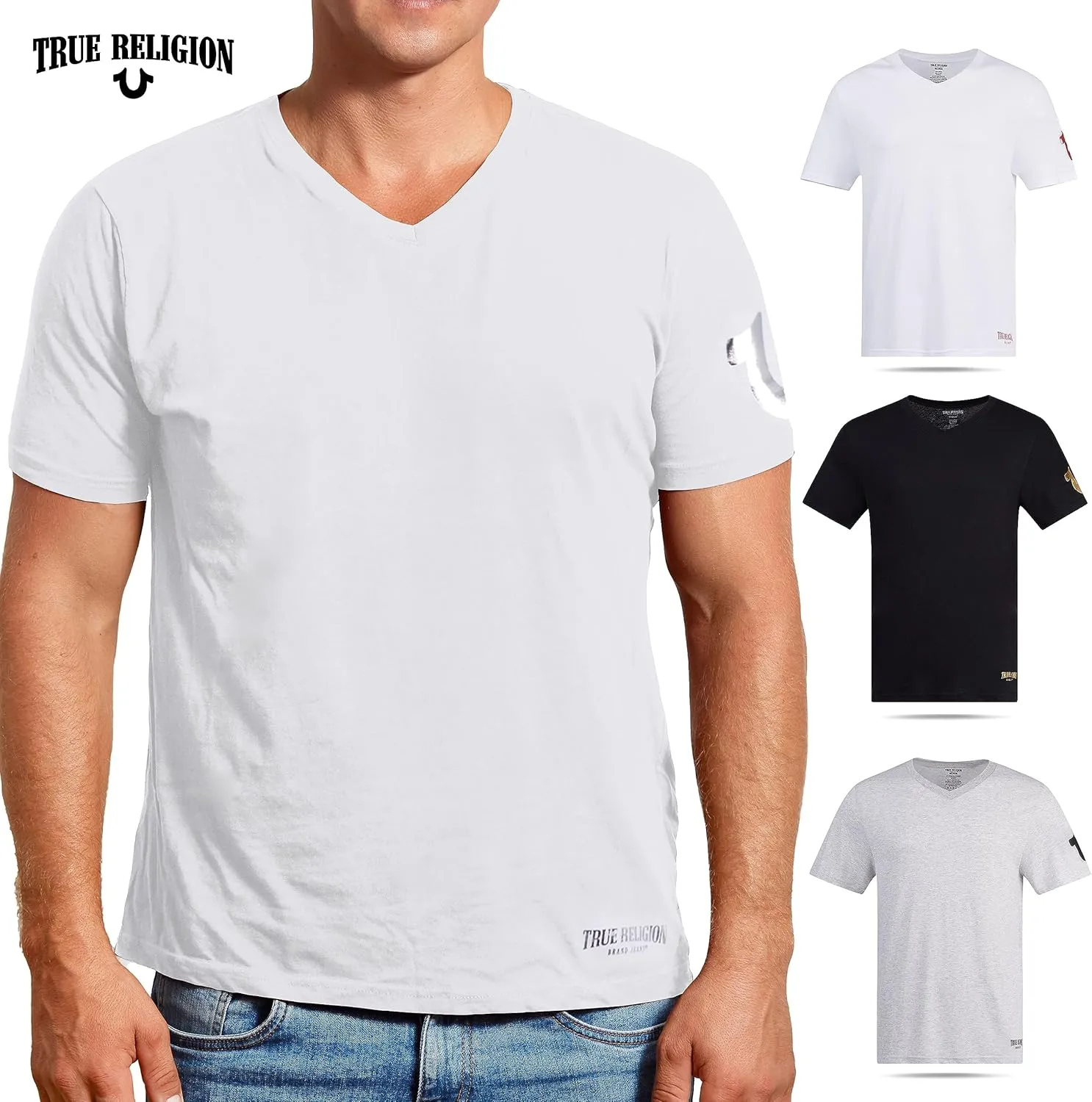 True Religion Mens Undershirts 4 Pack Mens Lightweight Mens Undershirt, 100% Cotton