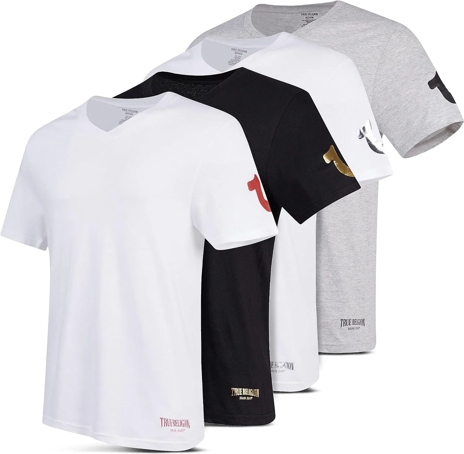 True Religion Mens Undershirts 4 Pack Mens Lightweight Mens Undershirt, 100% Cotton