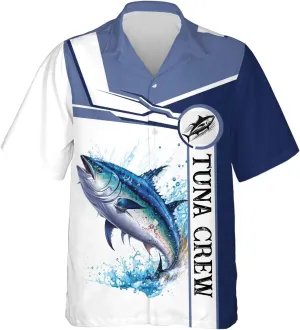 Tunny Hawaiian Shirts for Men - Tunny Lover Button Down Mens Shirts Short Sleeve Luau Beach Shirt Series 70