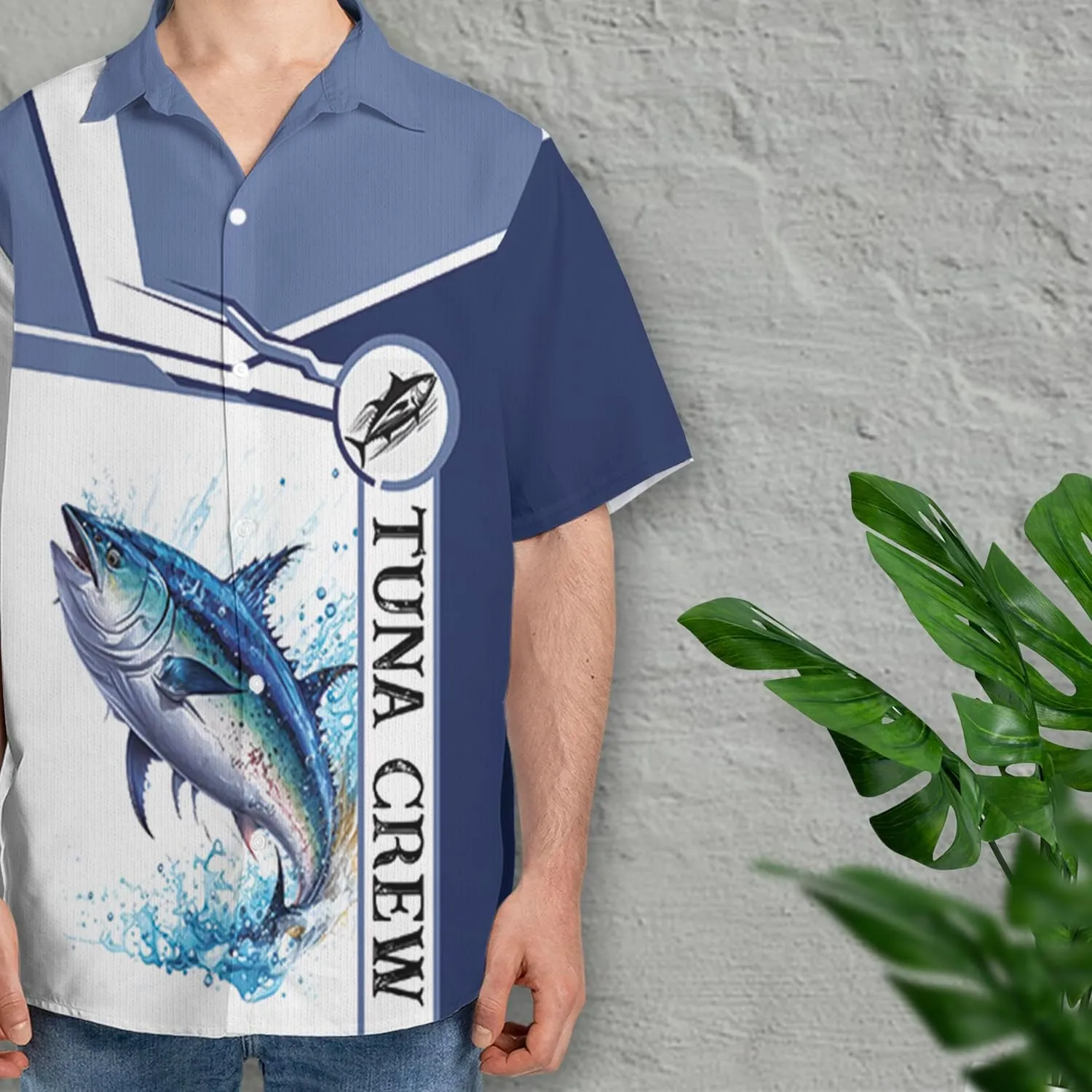 Tunny Hawaiian Shirts for Men - Tunny Lover Button Down Mens Shirts Short Sleeve Luau Beach Shirt Series 70