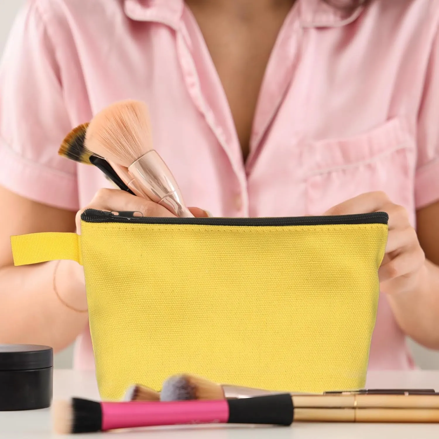 uxcell Canvas Makeup Bags, 10pcs Travel Cosmetic Bags Bulk, Multipurpose Plain Toiletry Zipper Pouches Blank DIY Craft Bags Pencil Bag for Women Teens, Multicolor(7.5 x 5 x 1.8inch)