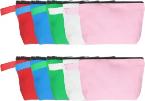 uxcell Canvas Makeup Bags, 10pcs Travel Cosmetic Bags Bulk, Multipurpose Plain Toiletry Zipper Pouches Blank DIY Craft Bags Pencil Bag for Women Teens, Multicolor(7.5 x 5 x 1.8inch)