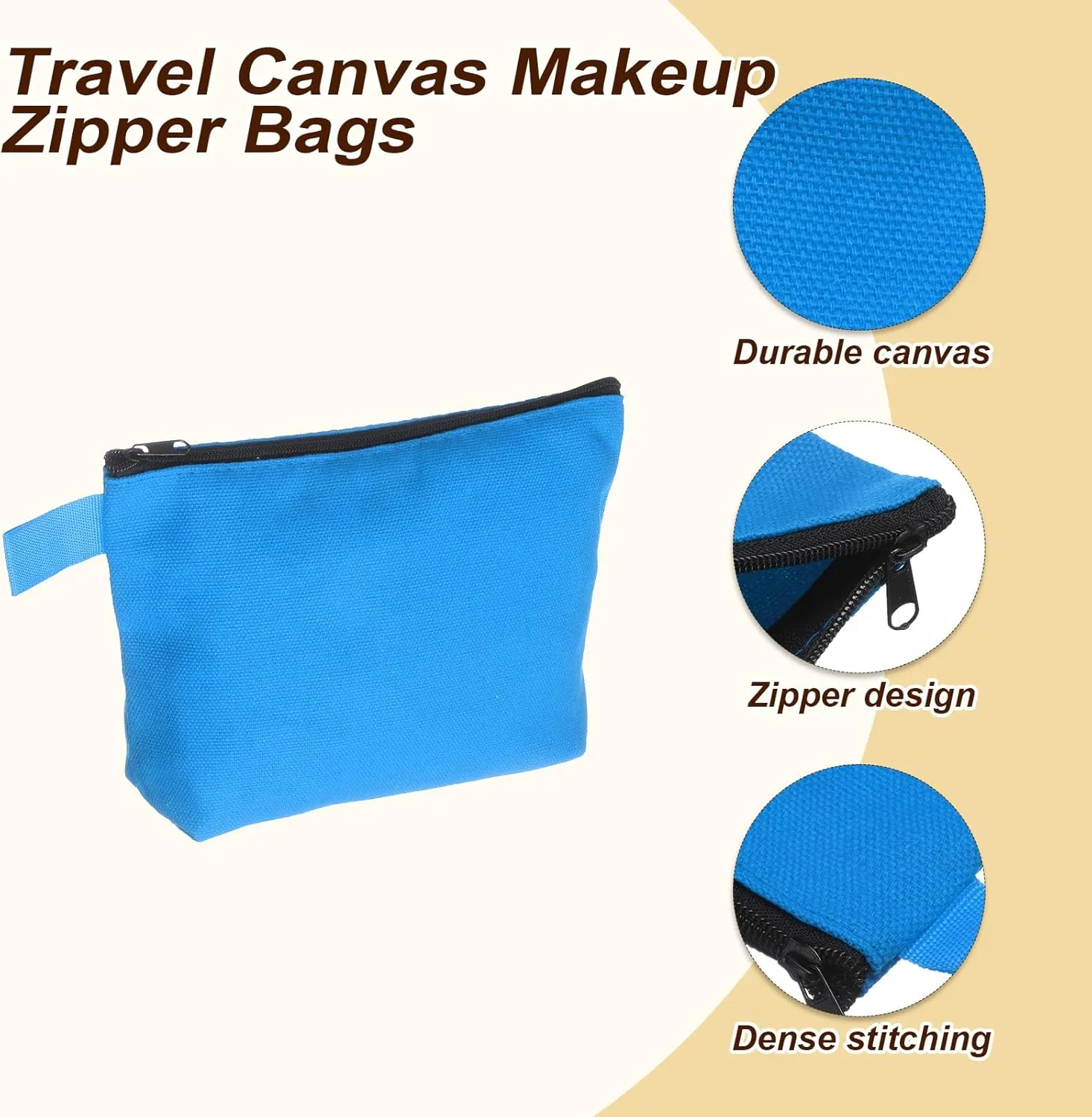 uxcell Canvas Makeup Bags, 10pcs Travel Cosmetic Bags Bulk, Multipurpose Plain Toiletry Zipper Pouches Blank DIY Craft Bags Pencil Bag for Women Teens, Multicolor(7.5 x 5 x 1.8inch)