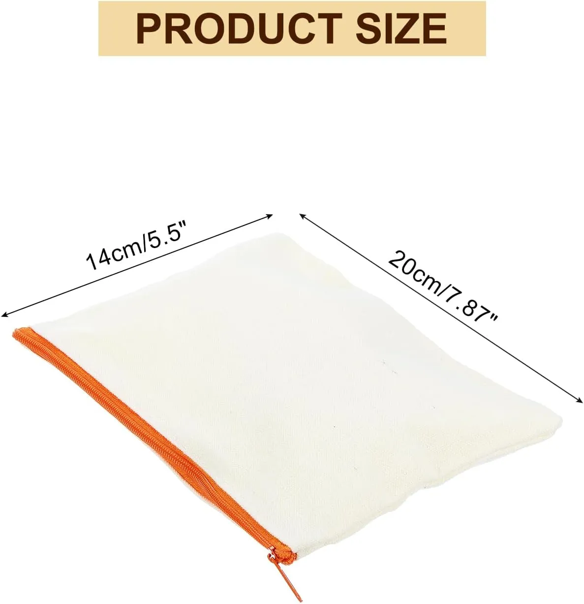 uxcell Canvas Makeup Bags, 12 Pcs Travel Cosmetic Bags Bulk, Multipurpose Blank Toiletry Zipper Pouches Blank DIY Craft Bags Pencil Bag for Women Teens, Orange