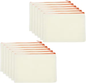uxcell Canvas Makeup Bags, 12 Pcs Travel Cosmetic Bags Bulk, Multipurpose Blank Toiletry Zipper Pouches Blank DIY Craft Bags Pencil Bag for Women Teens, Orange