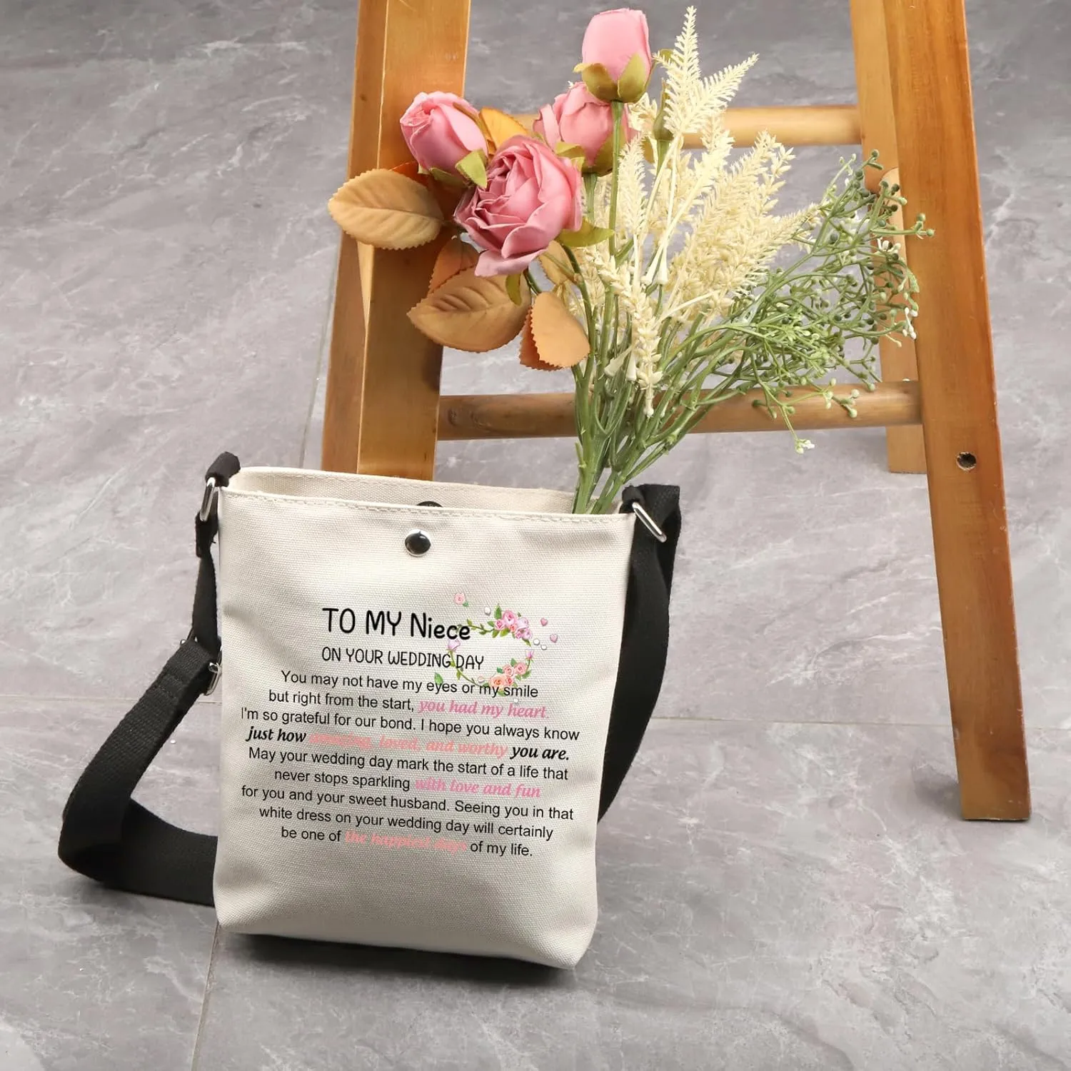 VAMSII Niece Wedding Gift Cosmetic Bag for Bride on Her Wedding Day