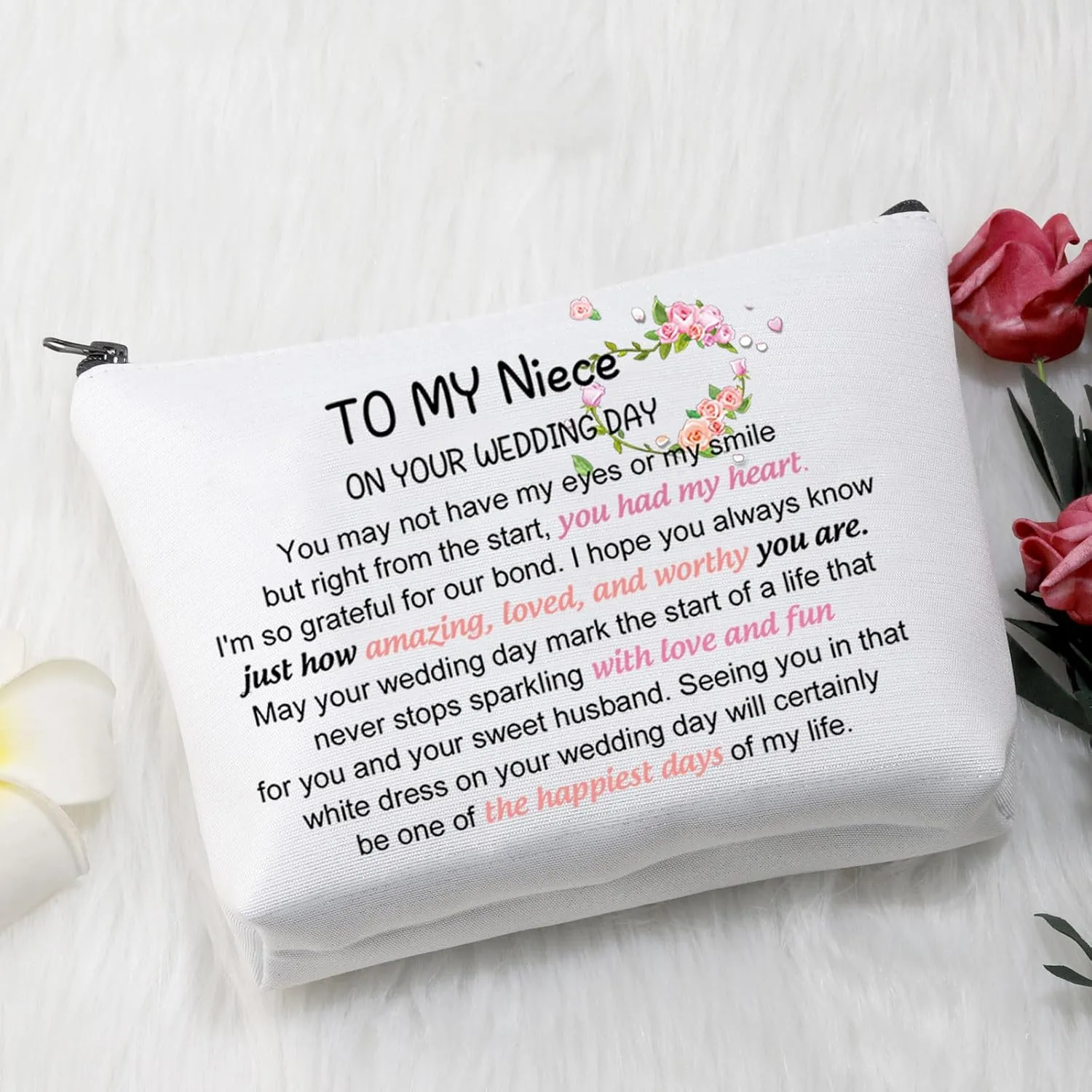 VAMSII Niece Wedding Gift Niece Cosmetic Bag To My Niece On Her Wedding Day Gift Bridal Shower Gift for Niece Bride Gift (wedding bag)