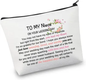 VAMSII Niece Wedding Gift Niece Cosmetic Bag To My Niece On Her Wedding Day Gift Bridal Shower Gift for Niece Bride Gift (wedding bag)