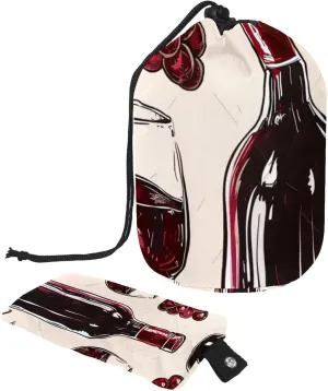 Vintage Grape Wine Glasses 13 Travel Cosmetic Bags Makeup Bag for Women, Foldable Drawstring Travel Cosmetic Bags, Portable Toiletry Bucket Bag