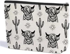 Western Makeup Bag Western Gifts for Women Western Stuff Highland Cow Gifts Cowgirl Gifts Retro Cosmetic Bag Zipper Pouch for Mothers Day Graduation Birthday