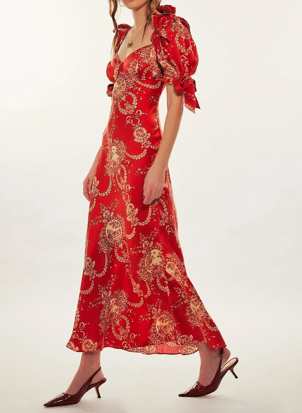 Woman Floral Puff Sleeve Maxi Dress Square Neck Ruffle Flowy Long Dresses Boho Tiered A Line Summer Sundress
