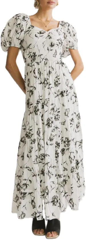 Women Floral Patchwork Puff Sleeve Maxi Dress Boho Square Neck Smocked Flowy Dress Y2k Tiered Ruffle Beach Sundress