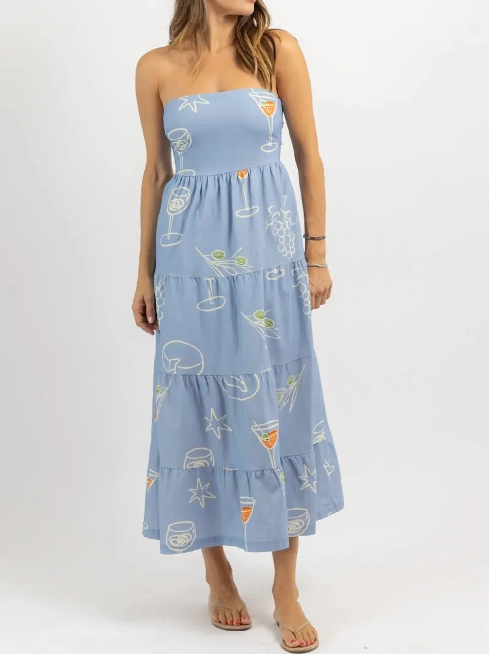 Women Floral Print Maxi Tube Dress Strapless Flowy Long Bandeau Dress Y2K Open Back Sundress Summer Beachwear