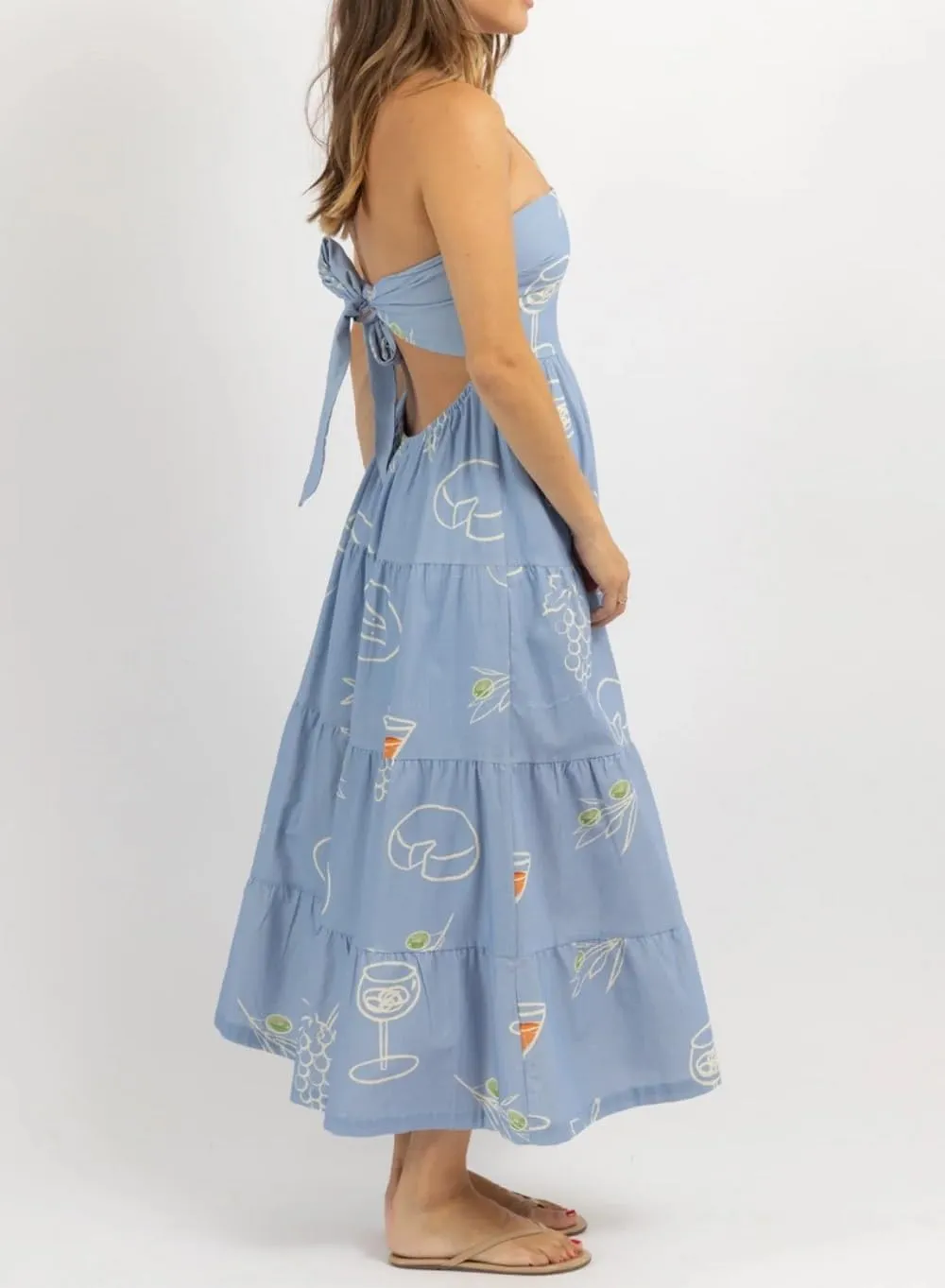 Women Floral Print Maxi Tube Dress Strapless Flowy Long Bandeau Dress Y2K Open Back Sundress Summer Beachwear