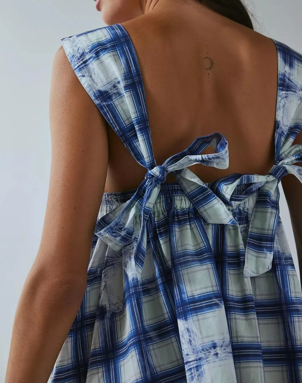 Women Ruffle Trim Babydoll Mini Dress Cute Bow Tie Flowy Sundress Loose Sling Dress Floral Going Out Dresses