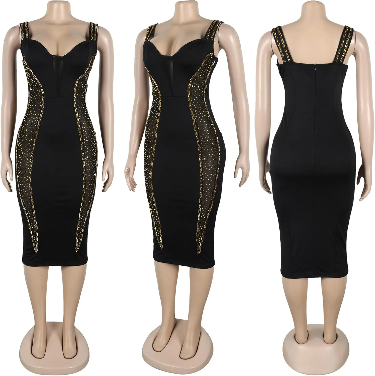 Women Sexy Elegant Sparkly Rhinestone Birthday Cocktail Party Club Night Outfit Prom Dress Evening Dress