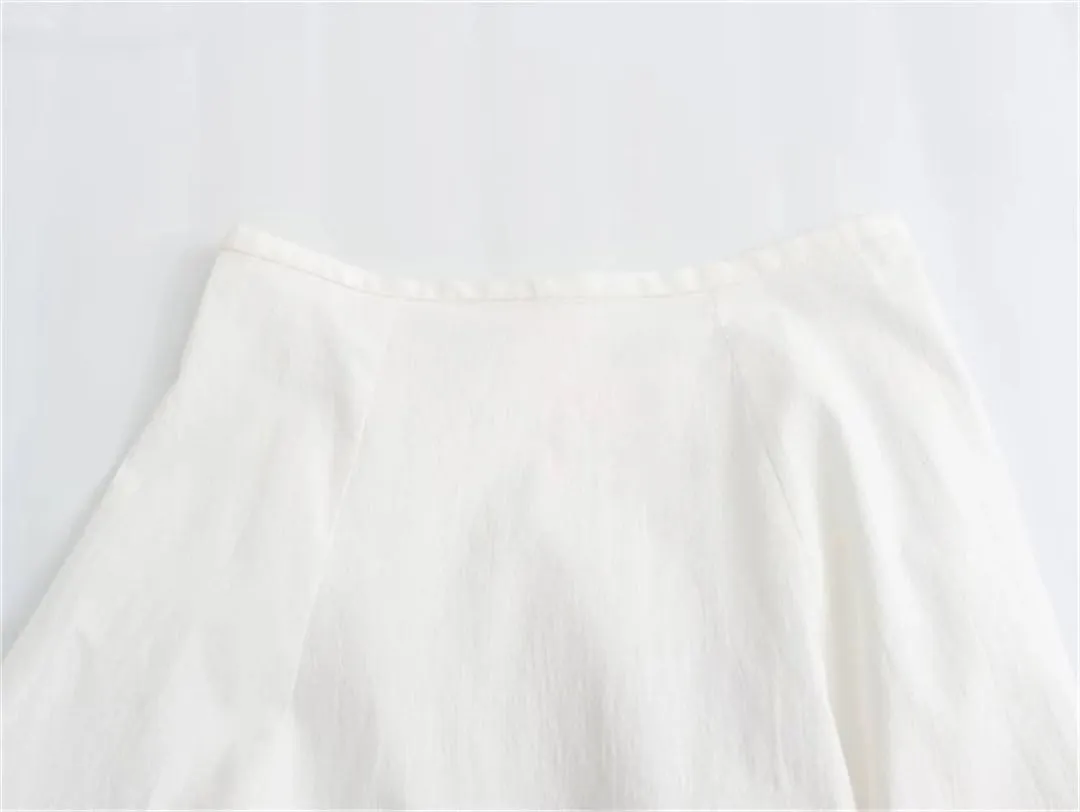 Women Solid A-Line Midi Skirt High Waist Zipper Pleated Casual Office Lady Skirts