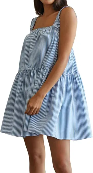 Women Striped Mini Cami Dress Spaghetti Strap Boho Short Dress Tie Shoulder Flowy Sundress Summer Beach Dress