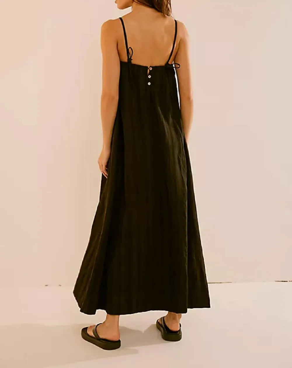 Women Y2K Spaghetti Strap Maxi Dress Boho Flowy Cami Dress Backless Loose Sundress Summer Holiday Beach Dress