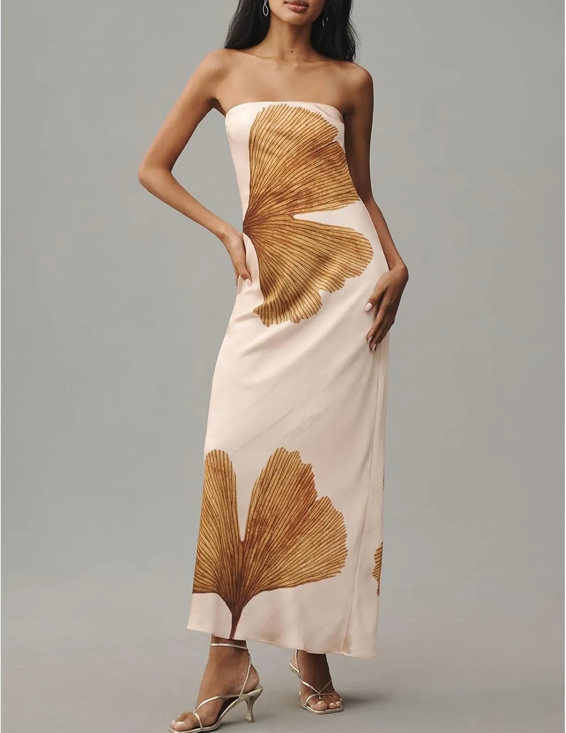 Womens Floral Strapless Dress Y2k Backless Sleeveless Tube Maxi Long Dresses Sexy Mesh Bodycon Summer Beachwear