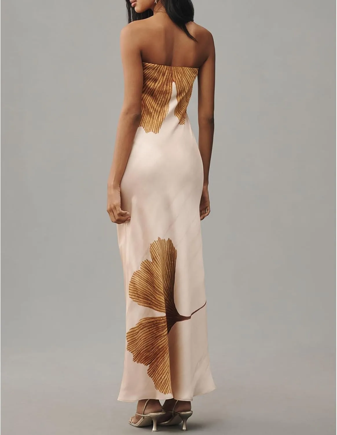 Womens Floral Strapless Dress Y2k Backless Sleeveless Tube Maxi Long Dresses Sexy Mesh Bodycon Summer Beachwear