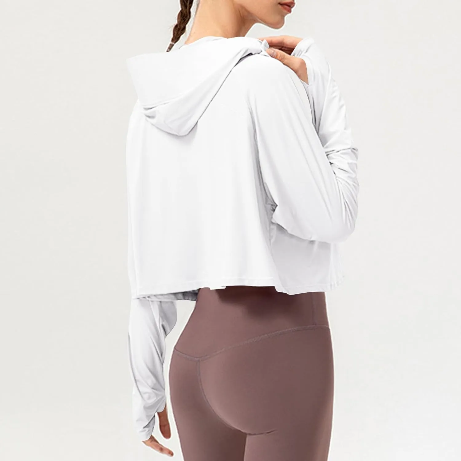 Women's Long Sleeve Running Shirts UPF 50  Quick Dry Athletic Sun T-Shirts Long Sleeve Workout Tops with Hooded