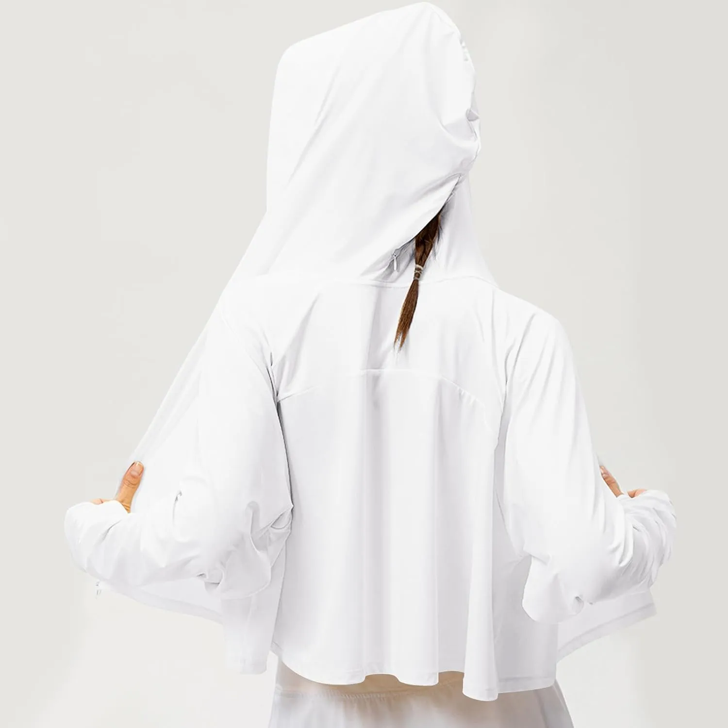 Women's Long Sleeve Running Shirts UPF 50  Quick Dry Athletic Sun T-Shirts Long Sleeve Workout Tops with Hooded