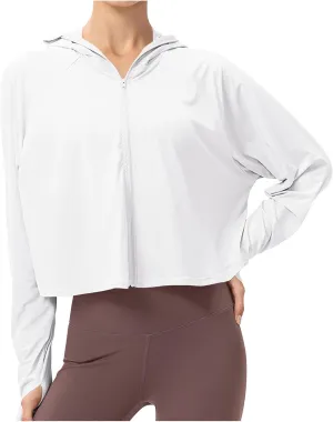 Women's Long Sleeve Running Shirts UPF 50  Quick Dry Athletic Sun T-Shirts Long Sleeve Workout Tops with Hooded