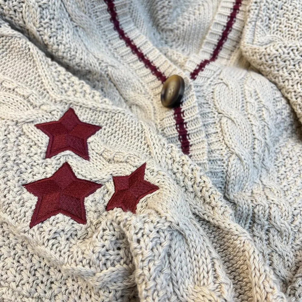 Women's Stars Print Oversized Solid Long Batwing Sleeve Casual Loose Cardigan Knit Open Front Sweater Coat