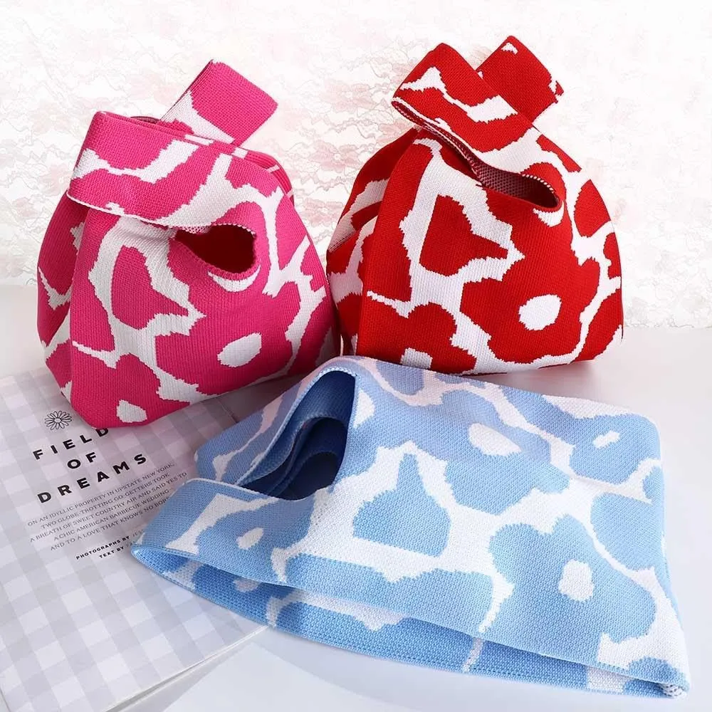 Wrist Handbag for Women,Portable Purse Tote Bag,Wristlet Handbag Sleeve Knot Pouch Knitted Evening Bag Small Tote Purse