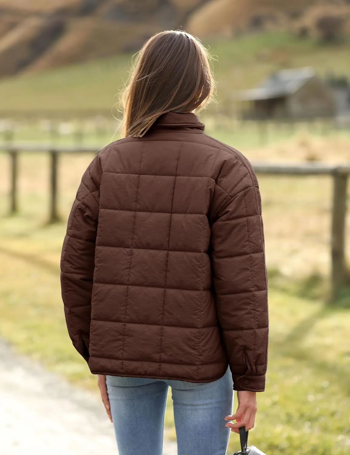 Xiaoxuemeng Womens Quilted Puffer Jacket Zip Up Lightweight Padded Coat Outwear