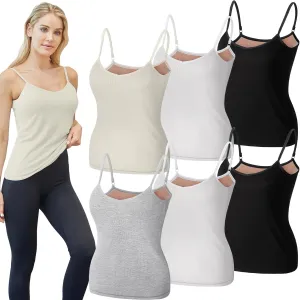 Xtinmee 6 Pcs Warm Thermal Tank Top for Women Spaghetti Straps Camisole Fleece Lined Camisole Underwear Vest
