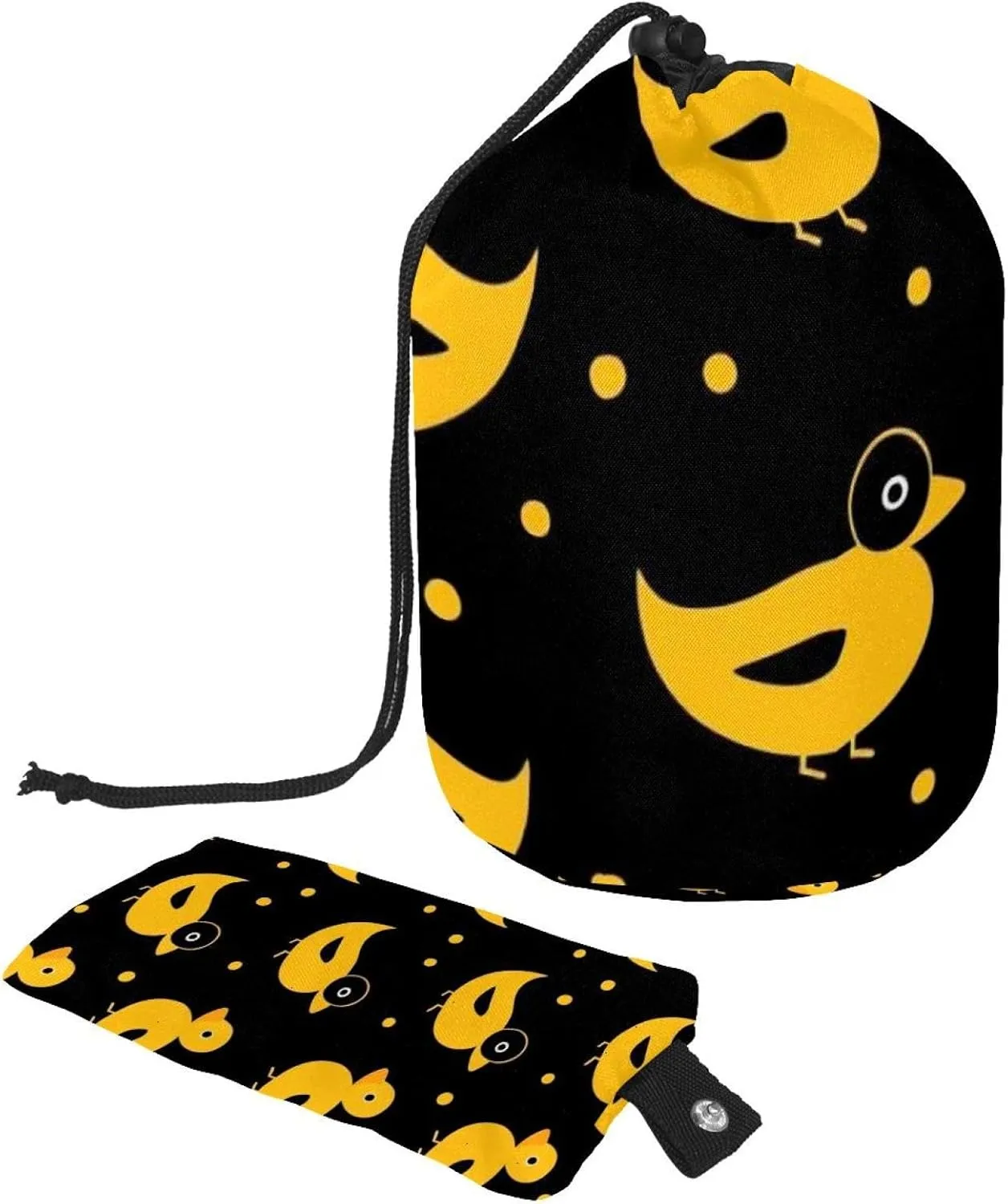 Yellow Mini Ducks Travel Cosmetic Bags Makeup Bag for Women, Foldable Drawstring Travel Cosmetic Bags, Portable Toiletry Bucket Bag