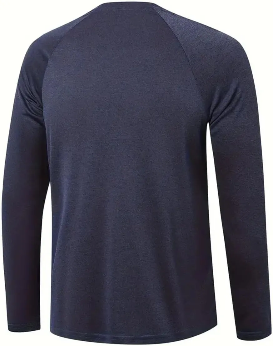 YIBIMOTTO Men's Solid Color Sport Shirts Long Sleeve Workout T Shirts Sun Protection Quick Dry Fishing Running Tops